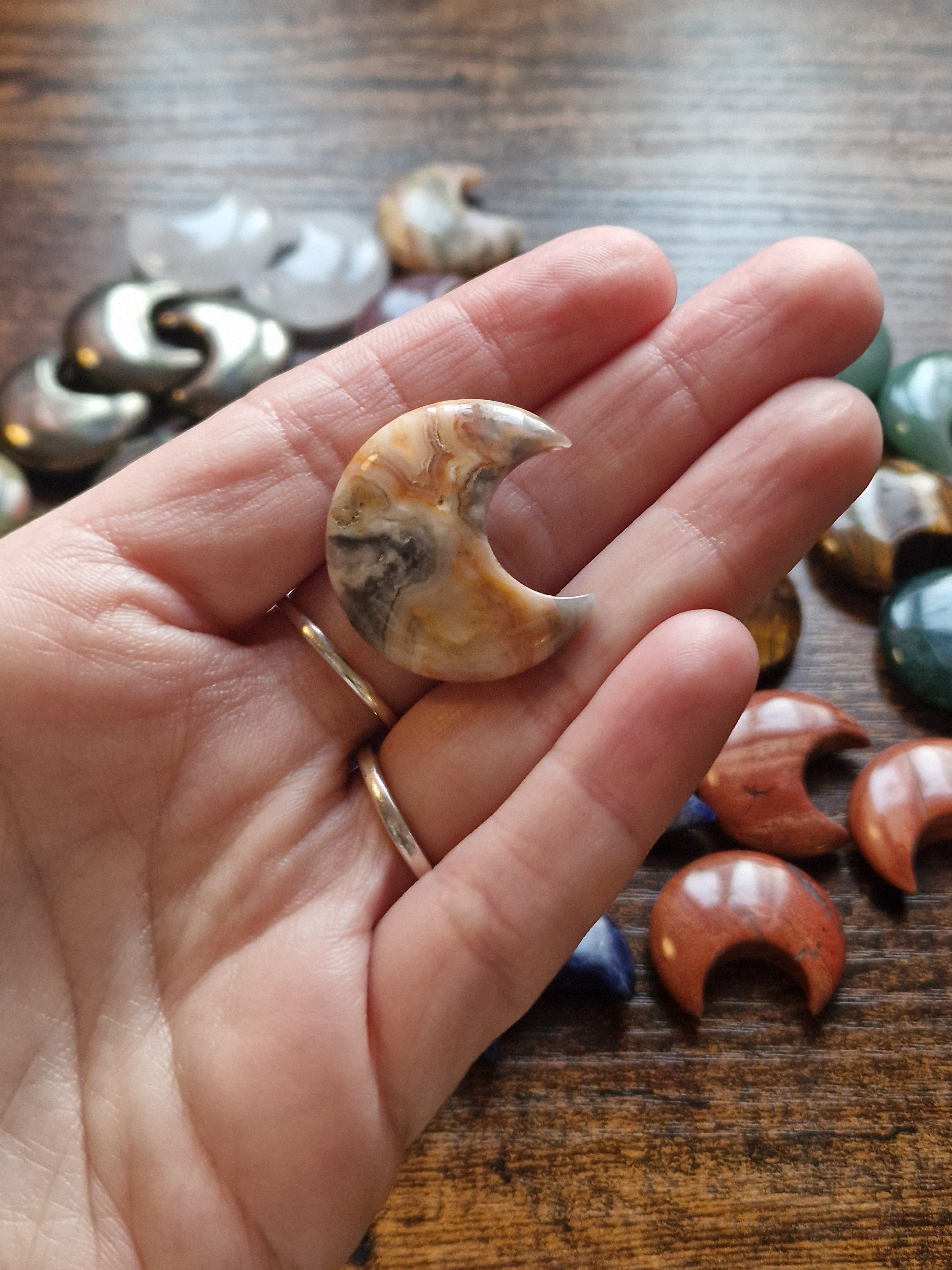 Small Crystal Moon Carvings