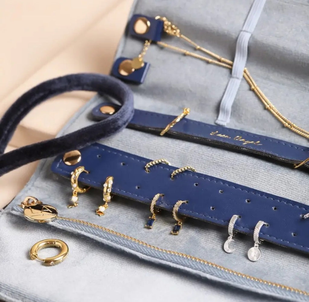 Embroidered Velvet Jewellery Roll