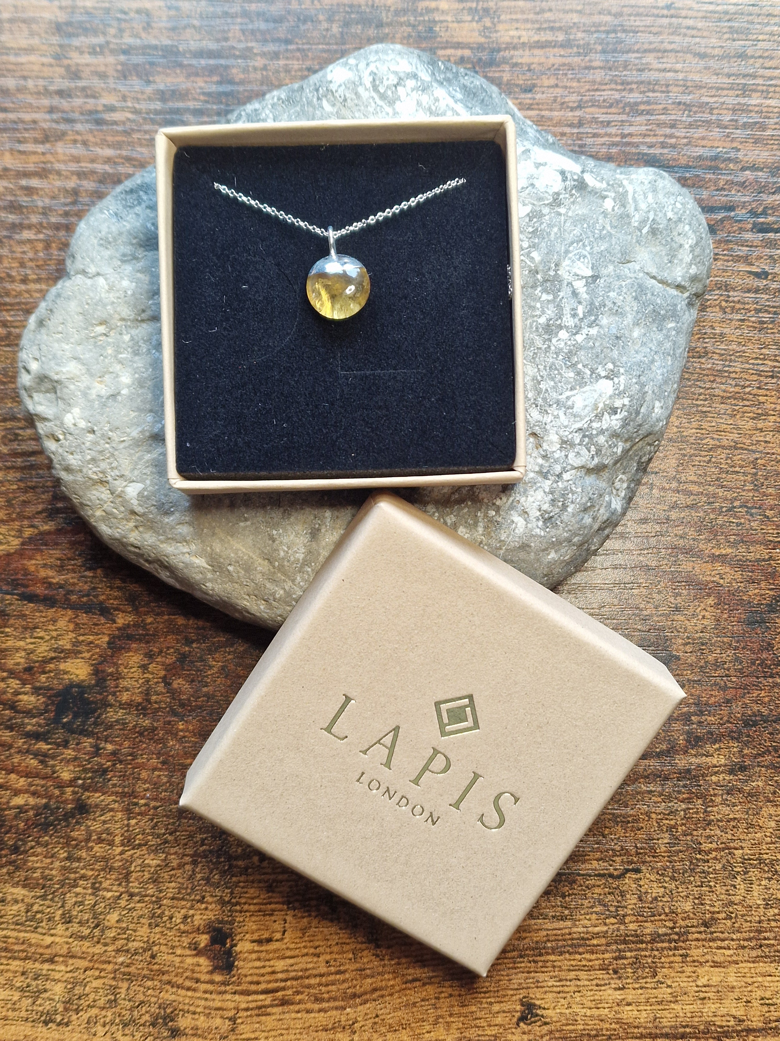 Citrine Orb, Sterling Silver Necklace