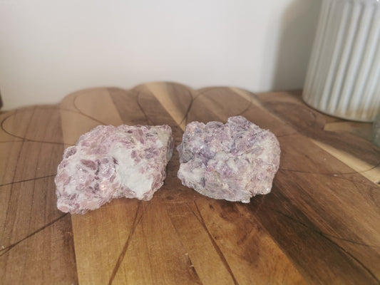 Raw Lepidolite with Quartz💜