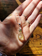 Herkimer Quartz, Moldavite & Libyan Desert Glass Sterling Silver Necklace