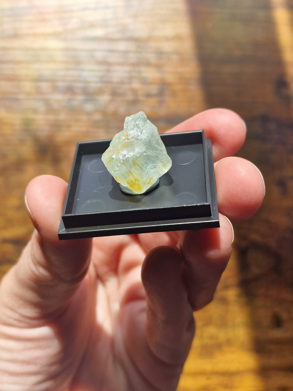 Aquamarine Gemstone in Display Case