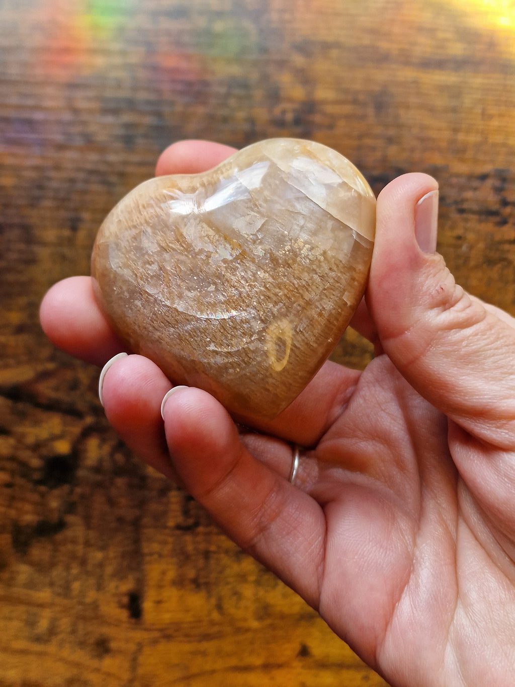 Peach Moonstone Heart