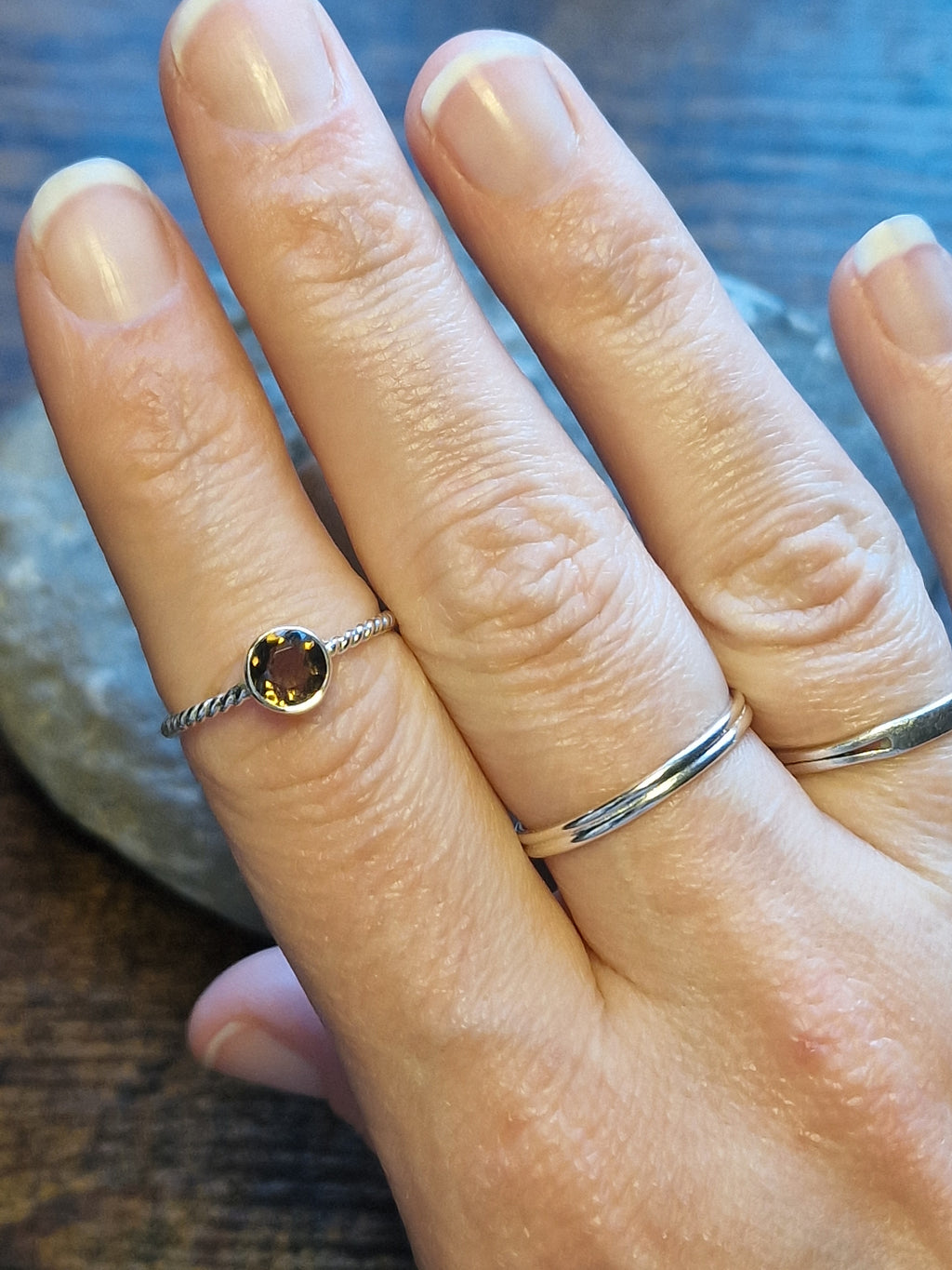 Catalina Smokey Quartz Rope Band Ring