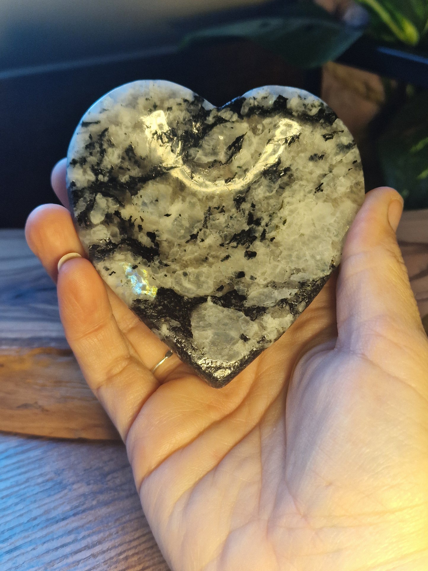 Rainbow Moonstone Heart Dish