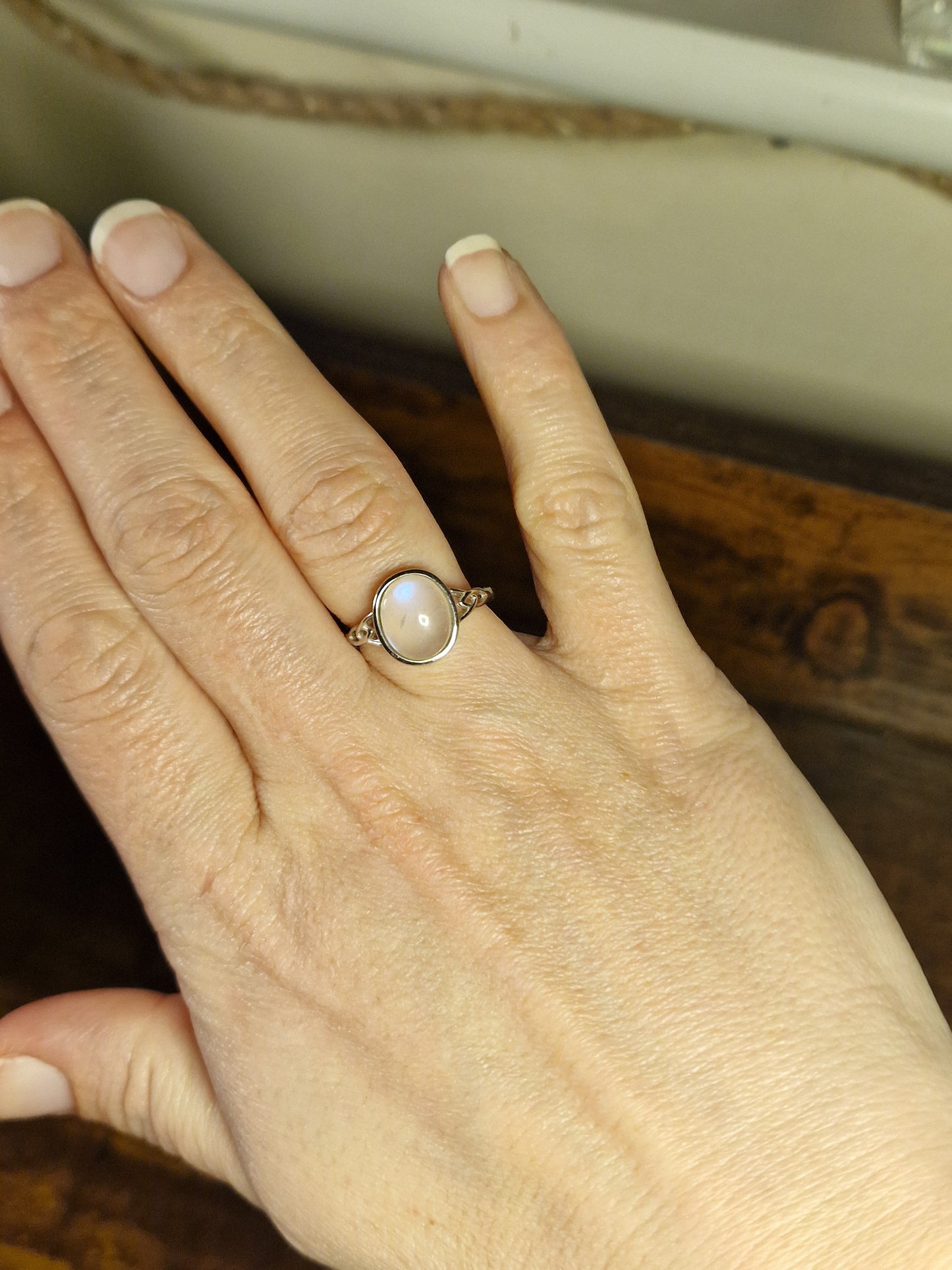 Moonstone 925 Silver Adjustable Ring