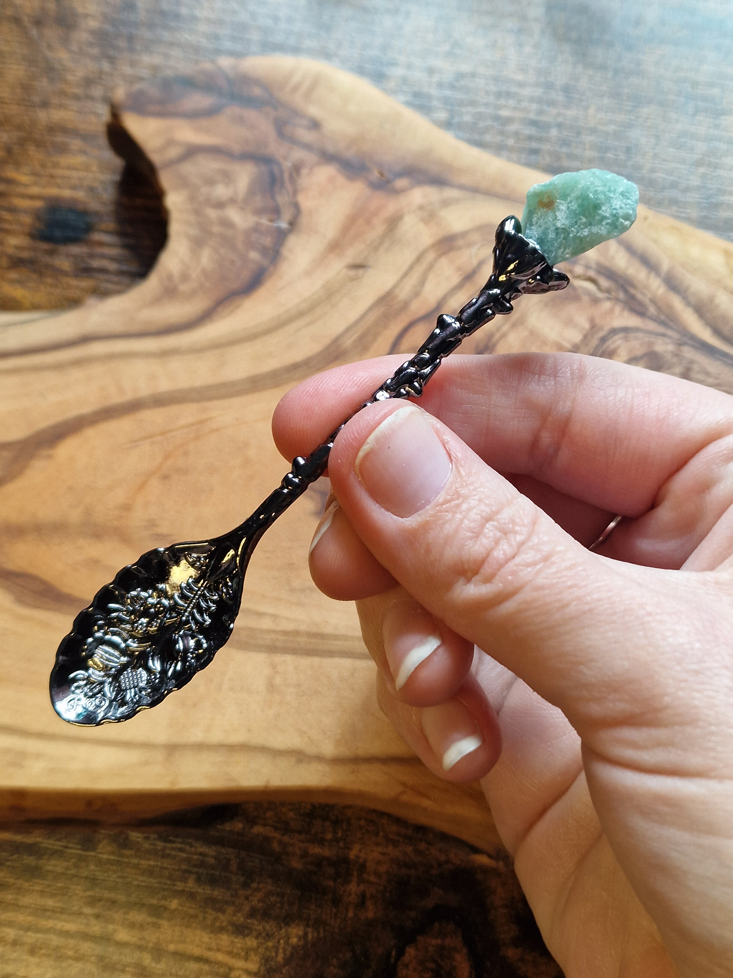 Crystal Altar Spoons ~ Dark Silver
