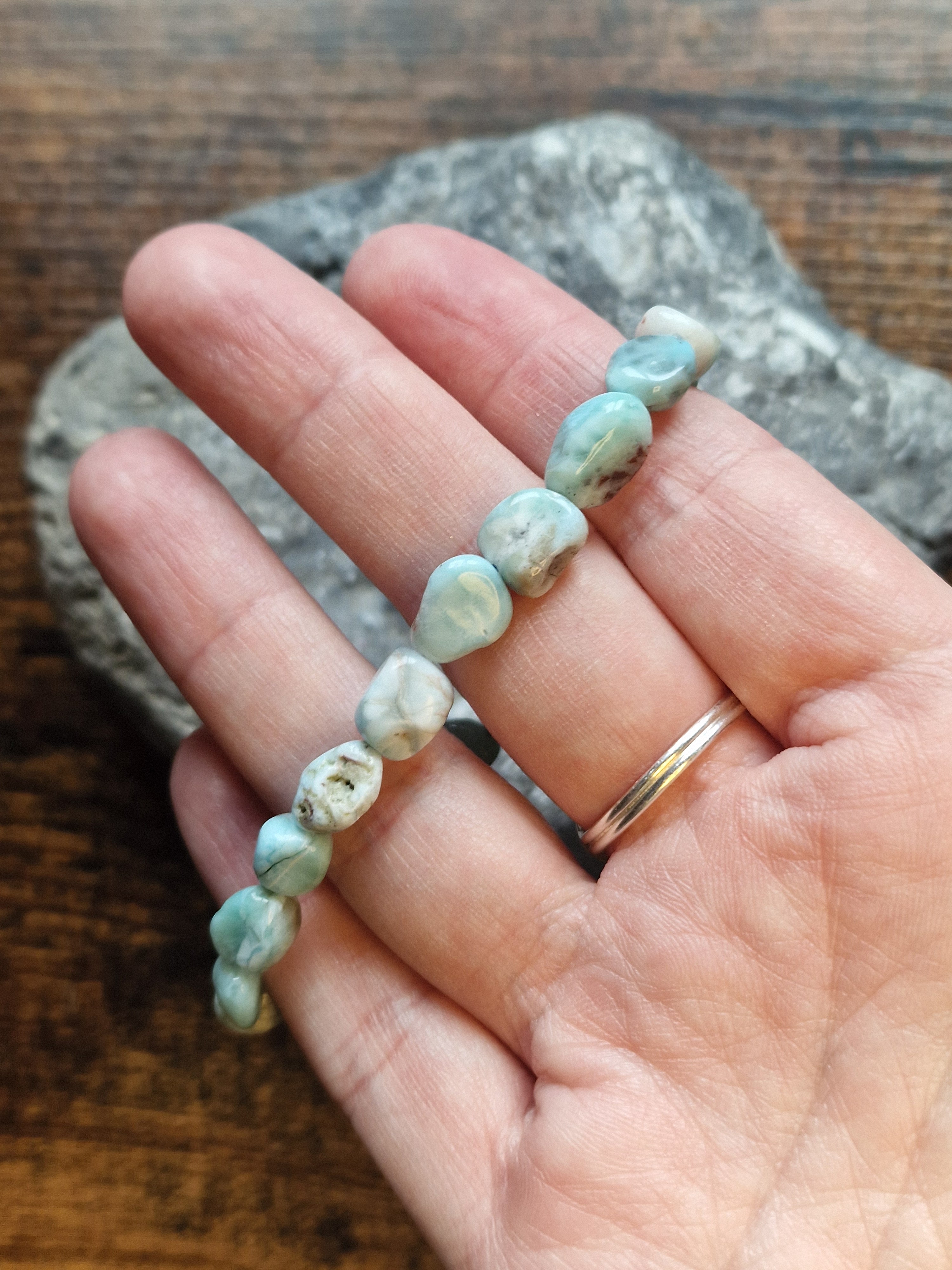 Larimar Nugget Bracelet ~ 8 to 10mm