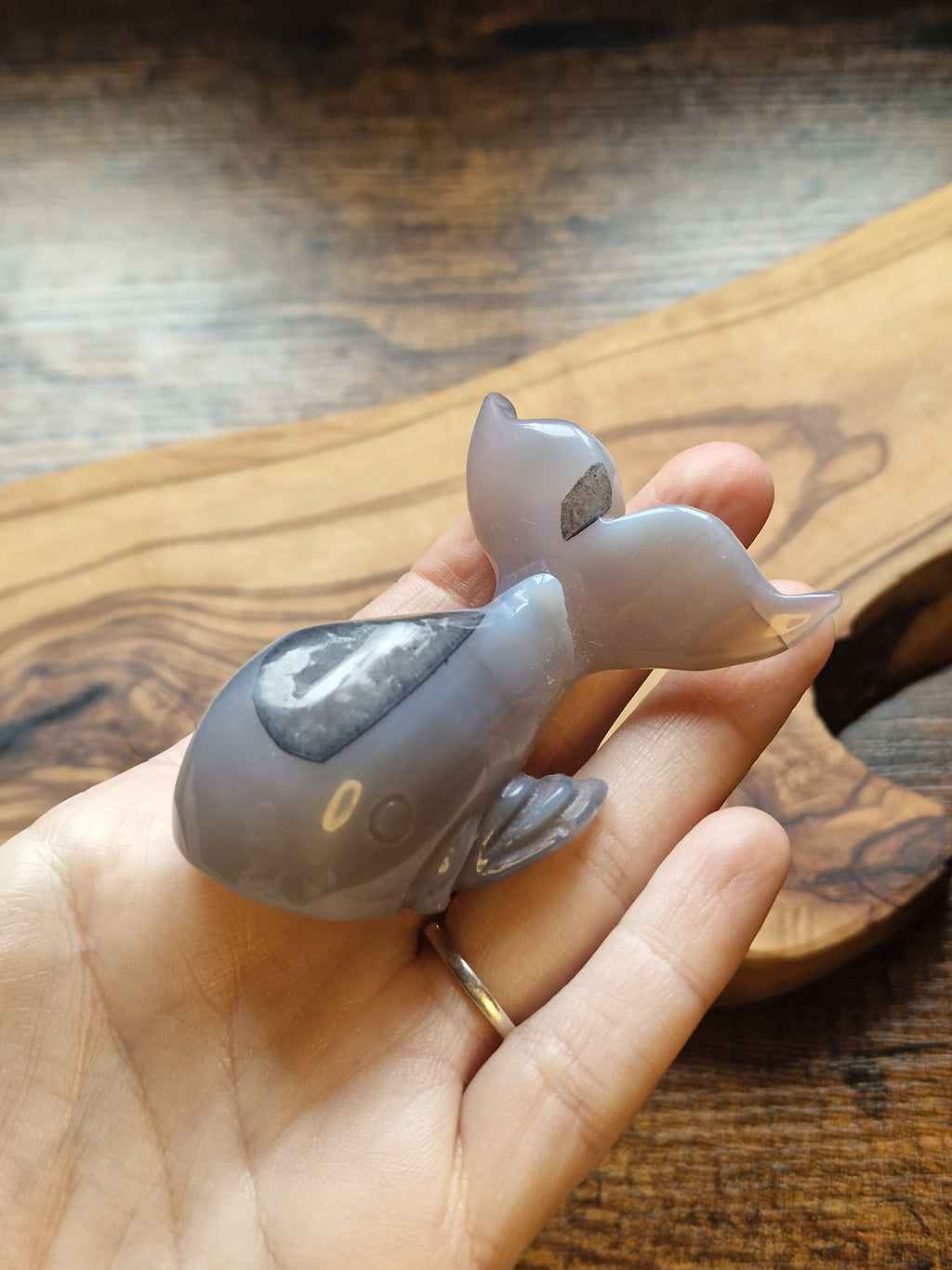 Banded Agate Whale Carving