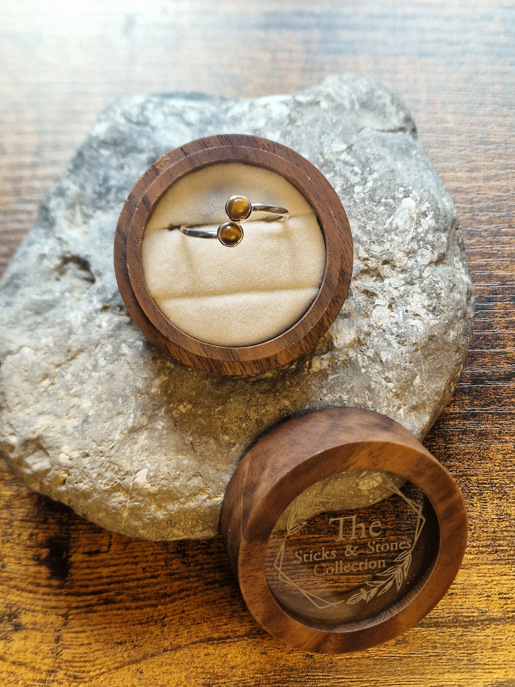 Two Stone Adjustable Crystal Rings 925 Sterling Silver