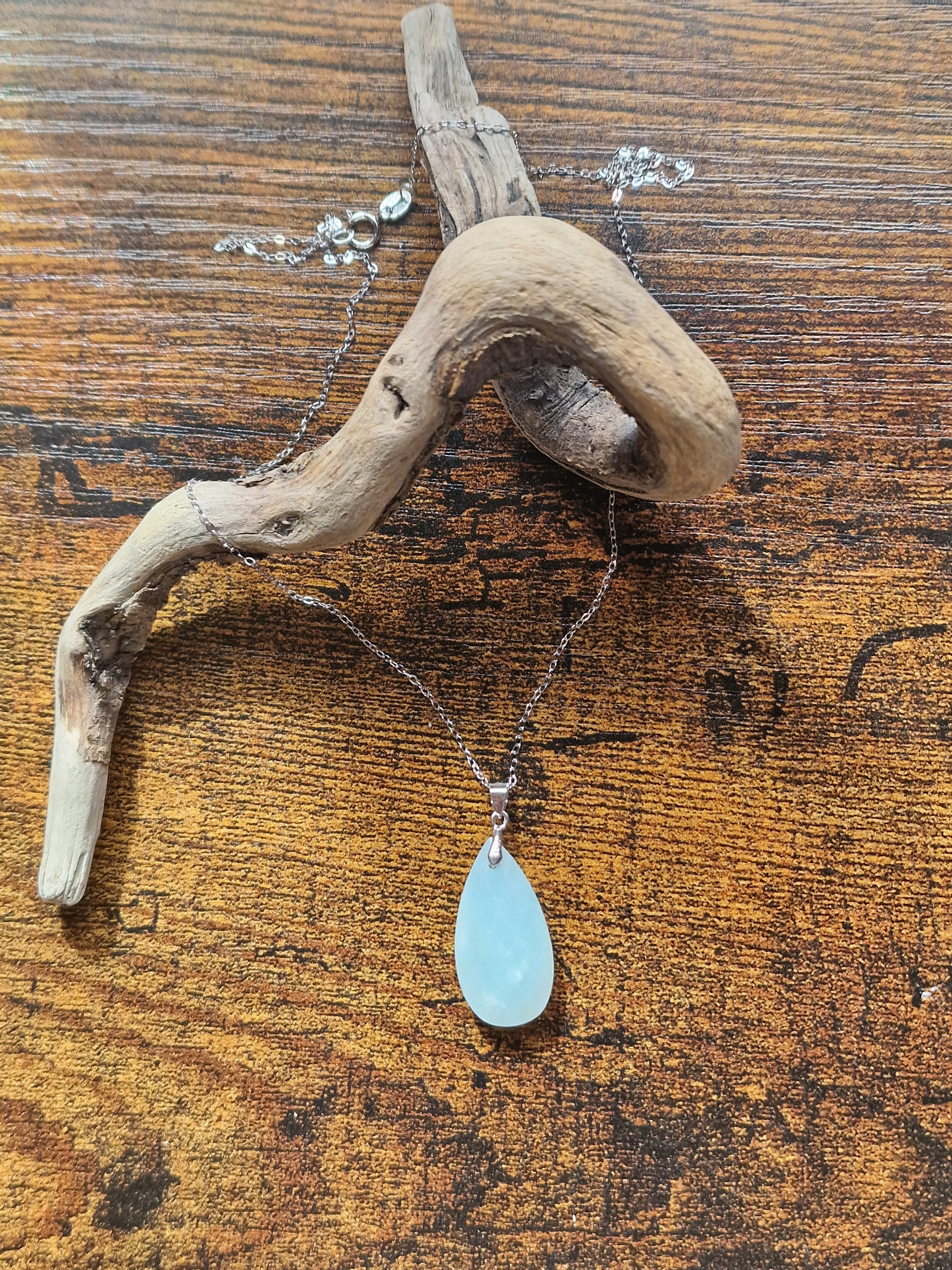 Faceted Teardrop, 925 Silver Pendants with Chain