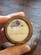 Ivy Teardrop Amethyst Open Chevron Ring Size N