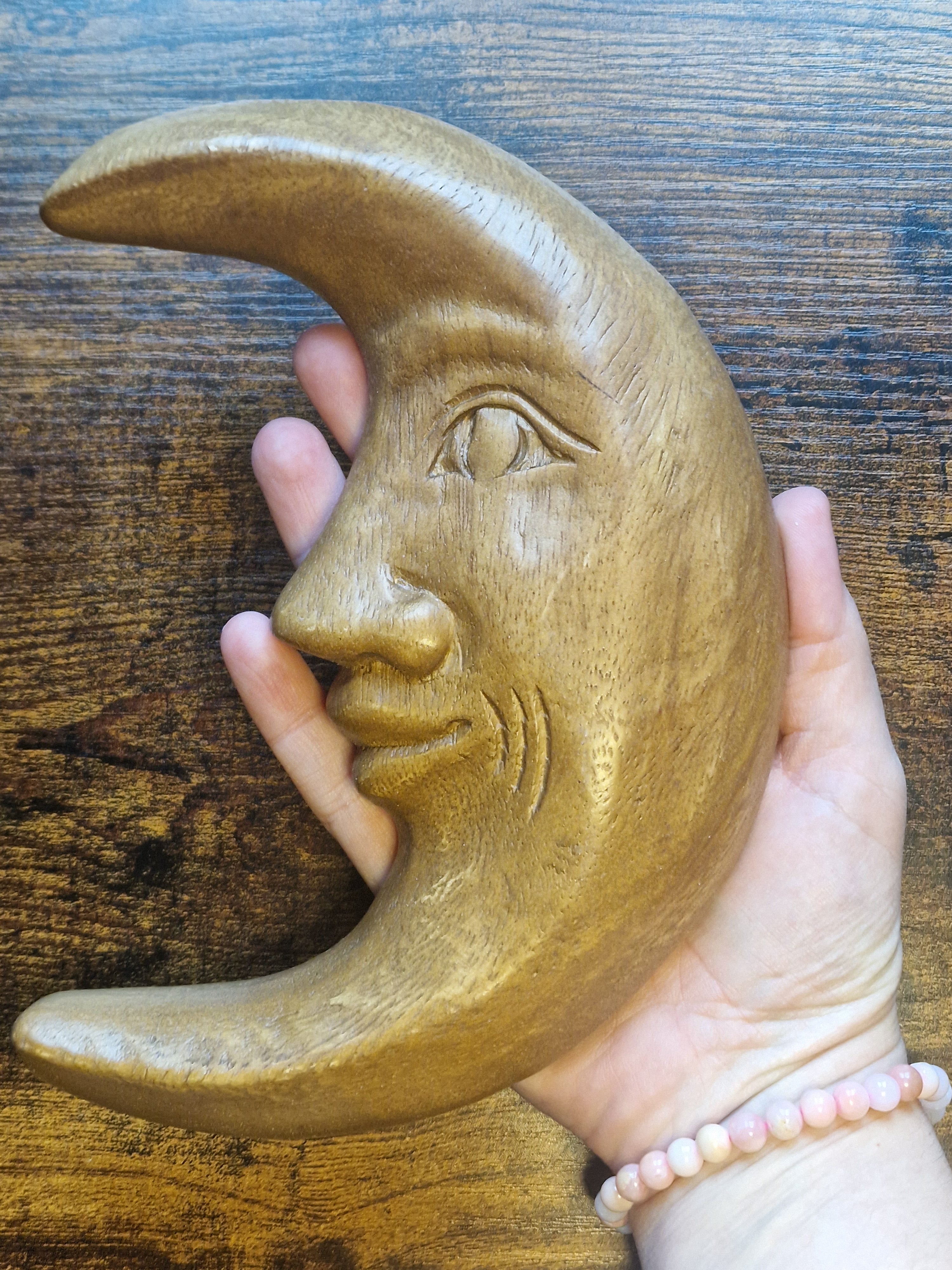 Wooden Moon Face Wall Hanging