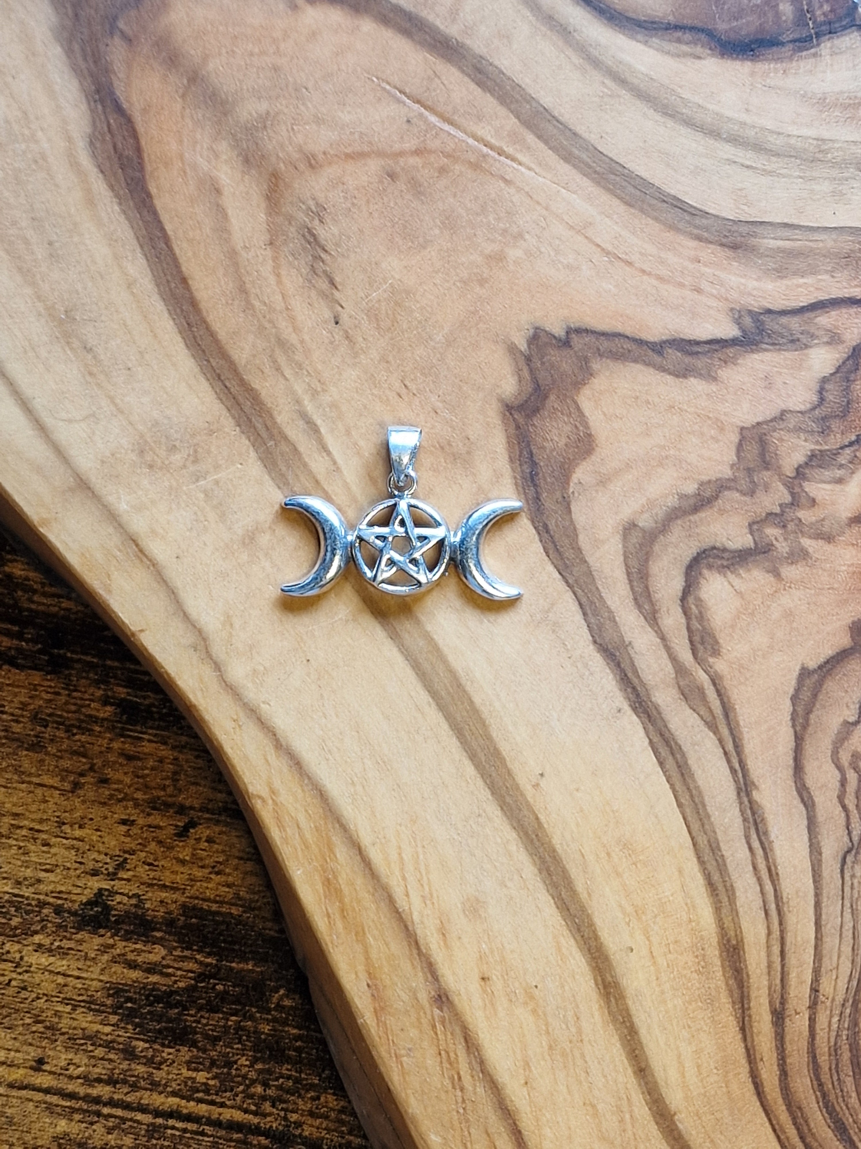 925 Silver Triple Moon Pentagram Pendant