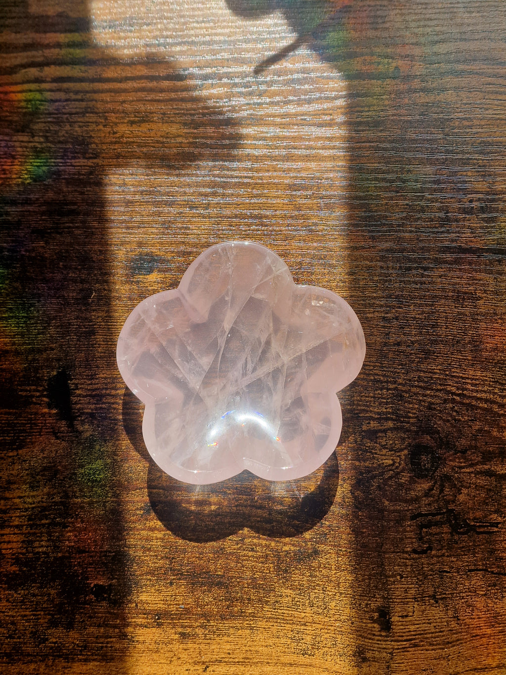 Rose Quartz Flower Offering Dish