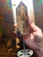 Smoky Garden Quartz Point on Stand