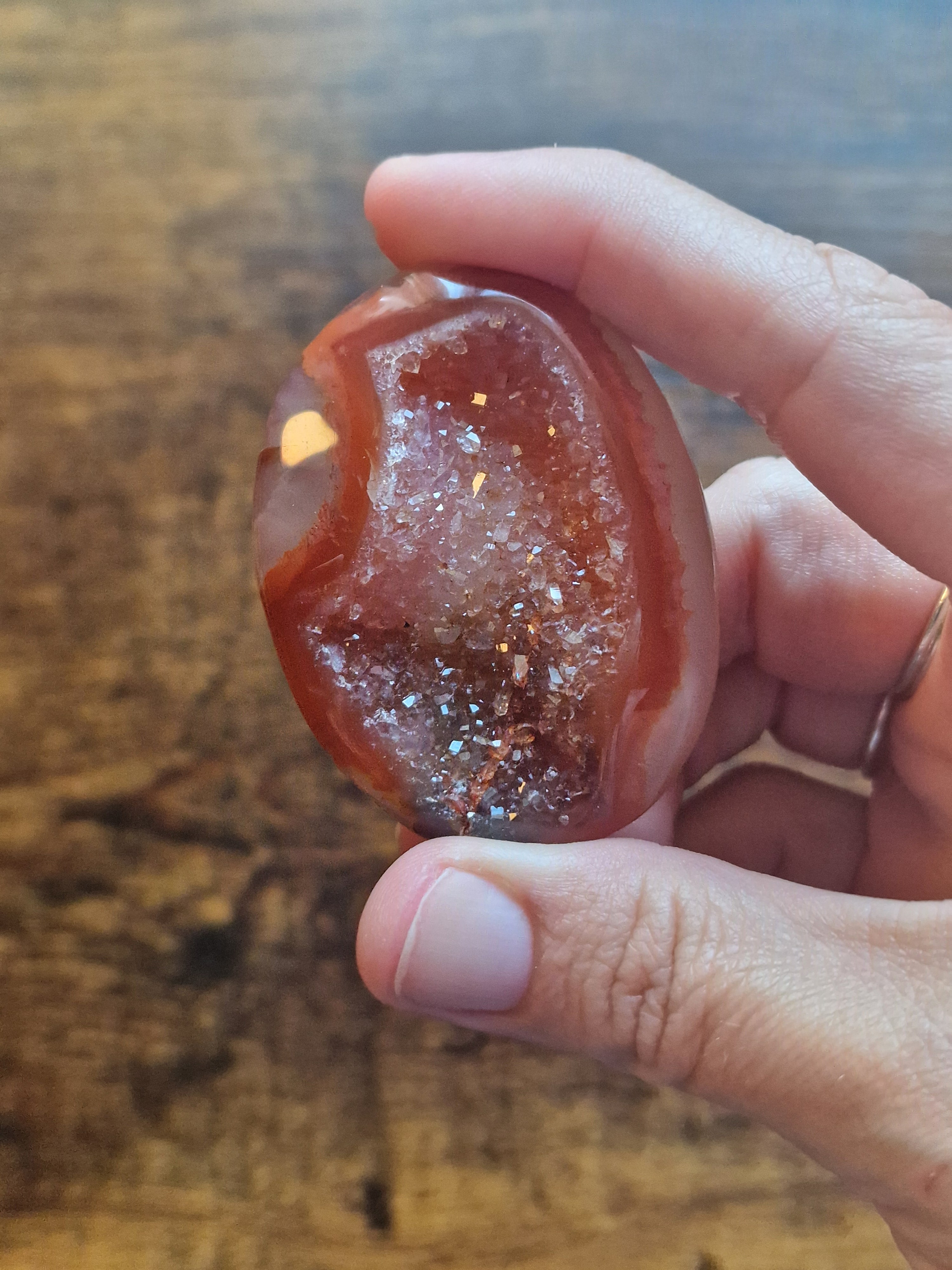 Carnelian Druzy Palm Stone