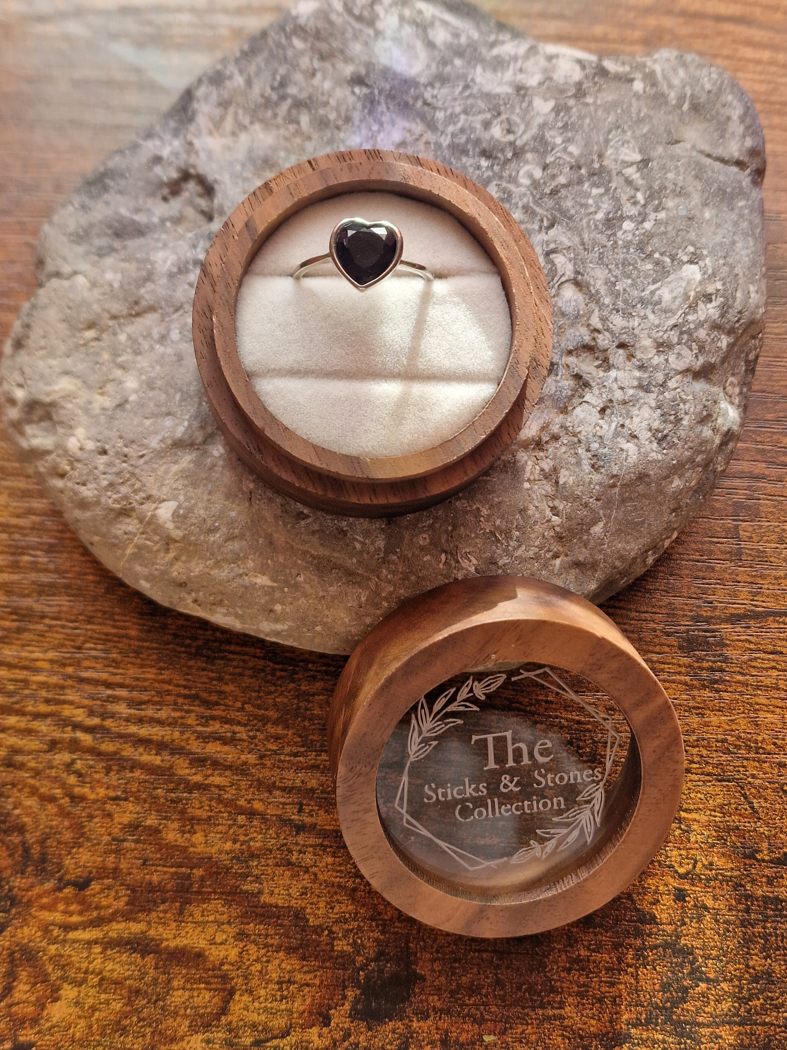 Black Obsidian Heart Ring