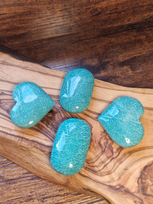 Amazonite Heart & Palm Stone