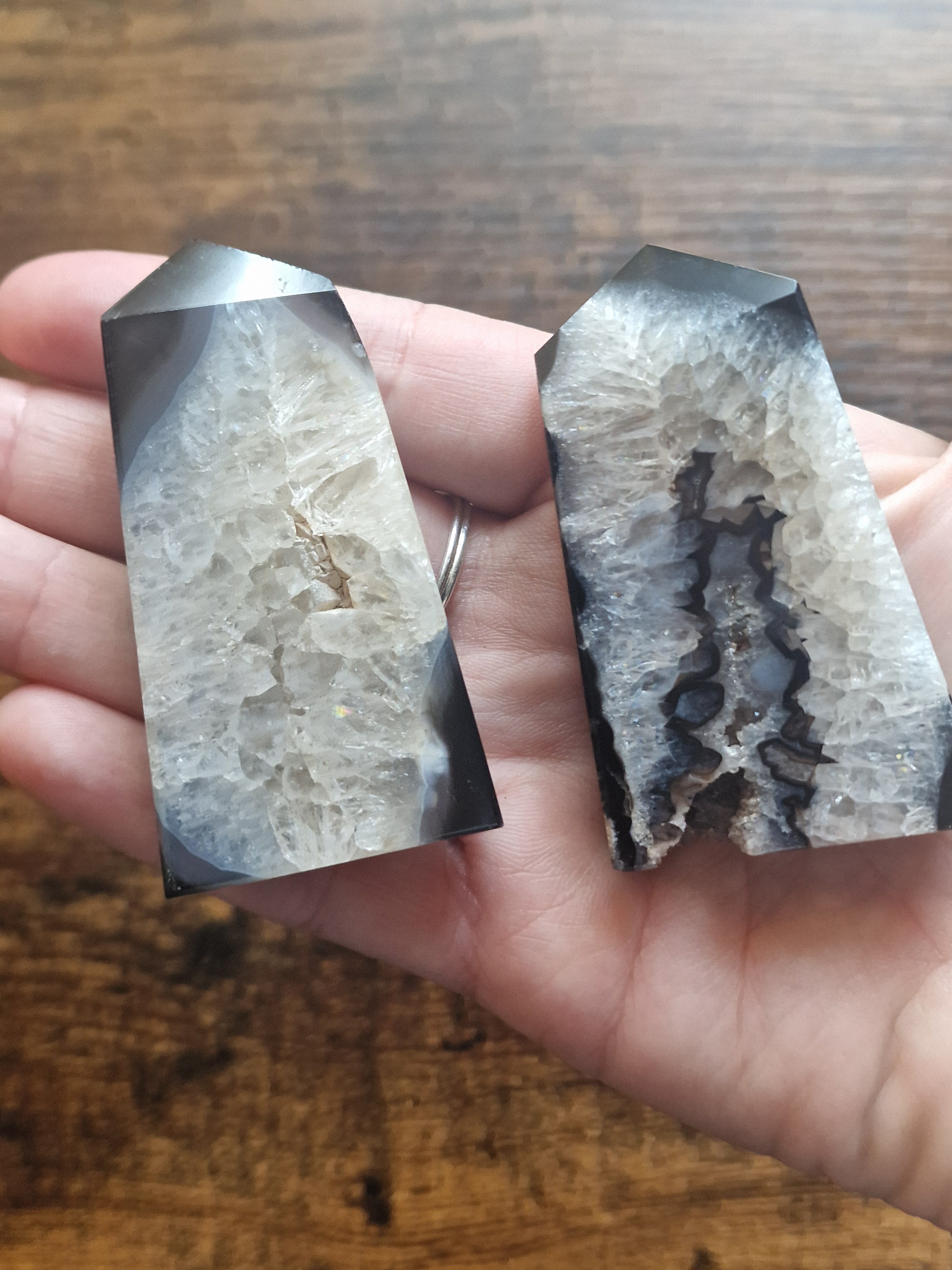 Black Onyx Druzy Obelisk Tower