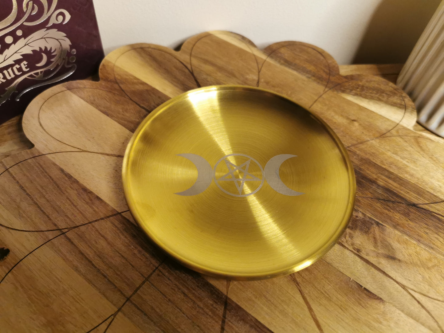 Triple Moon Brass Altar Dish