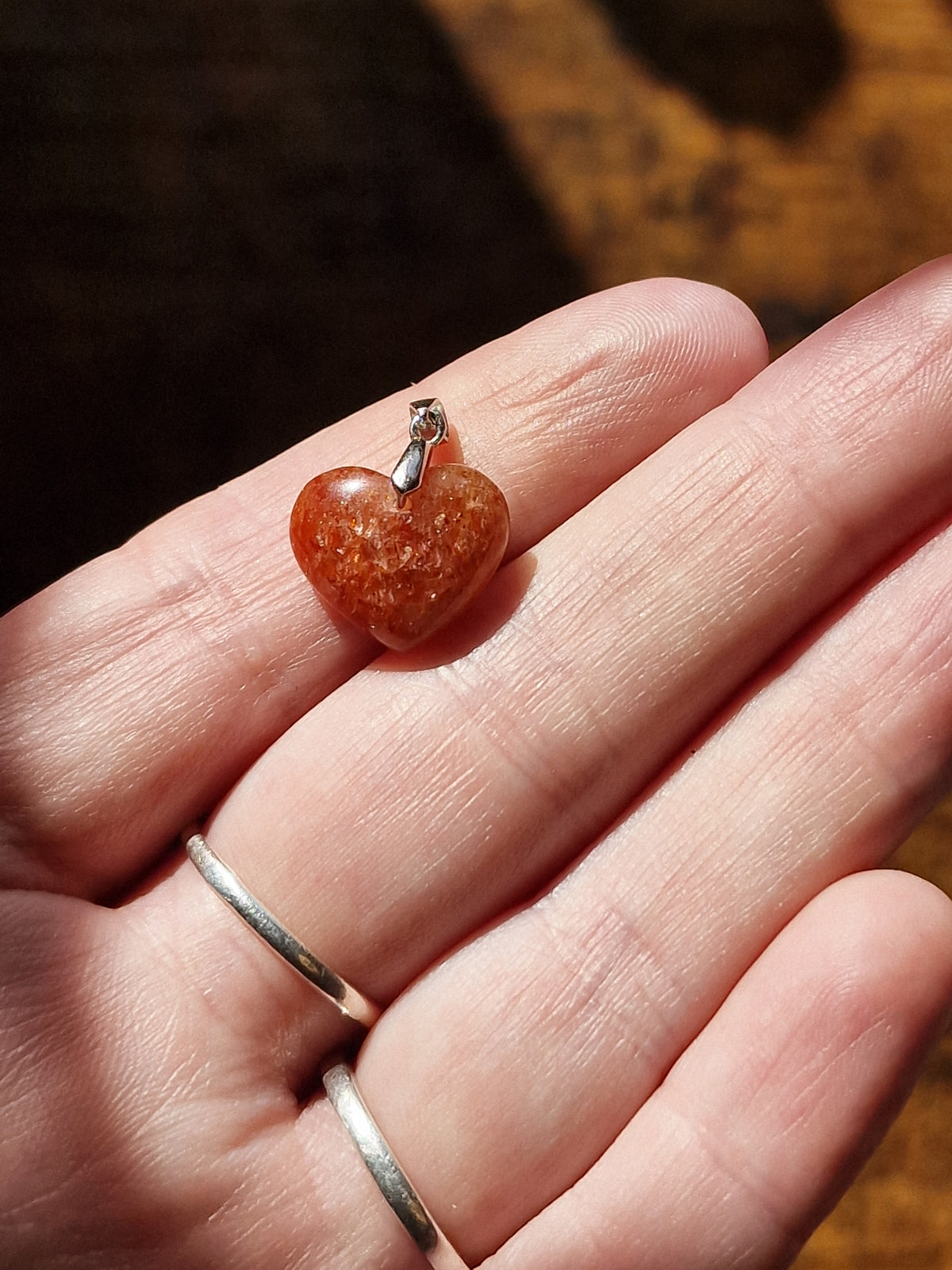 Sunstone Heart Sterling Silver Necklace