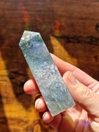 Chunky Moss Agate Druzy Tower