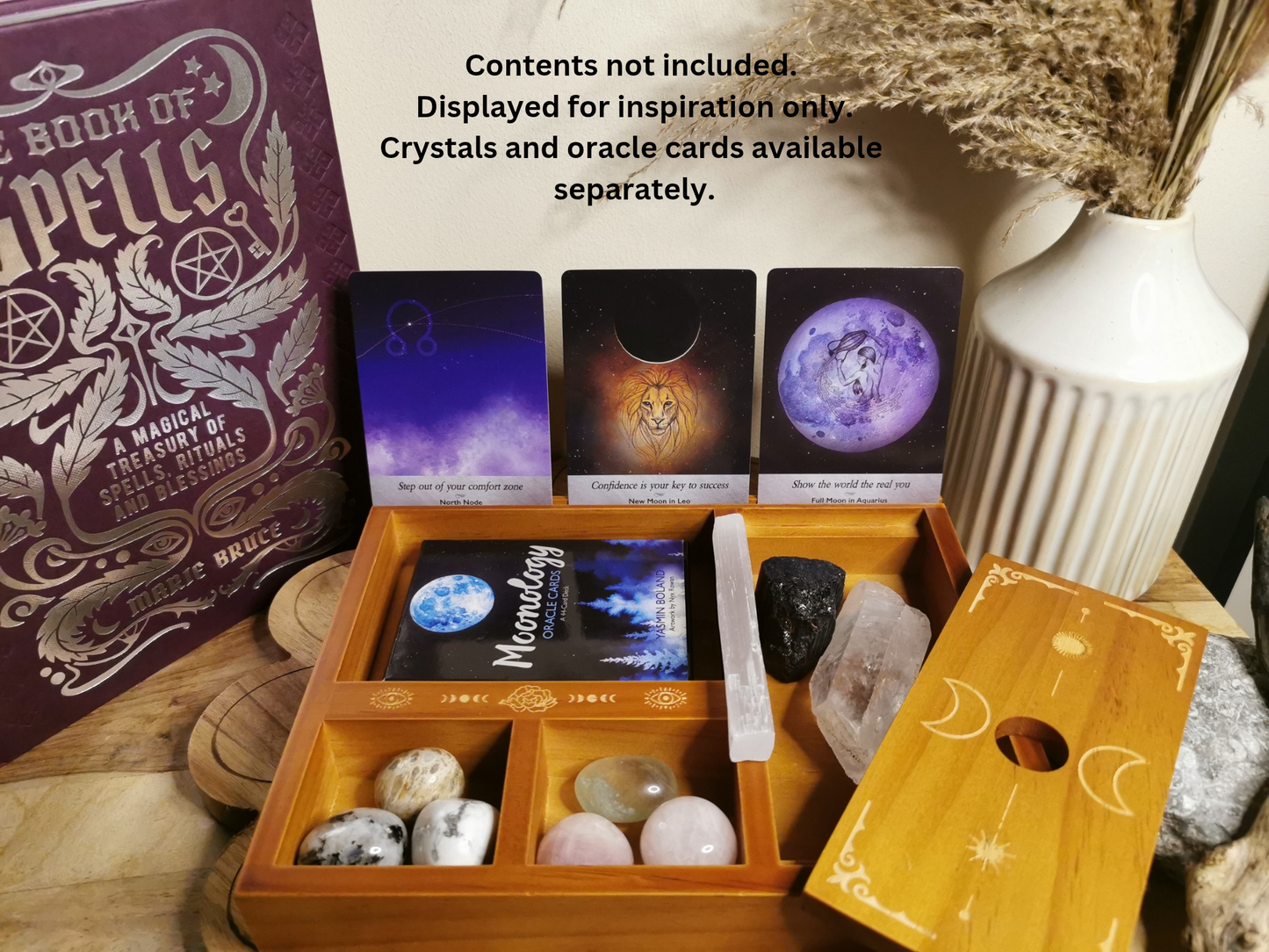 Wooden Moon Phase Tarot & Trinket Organiser