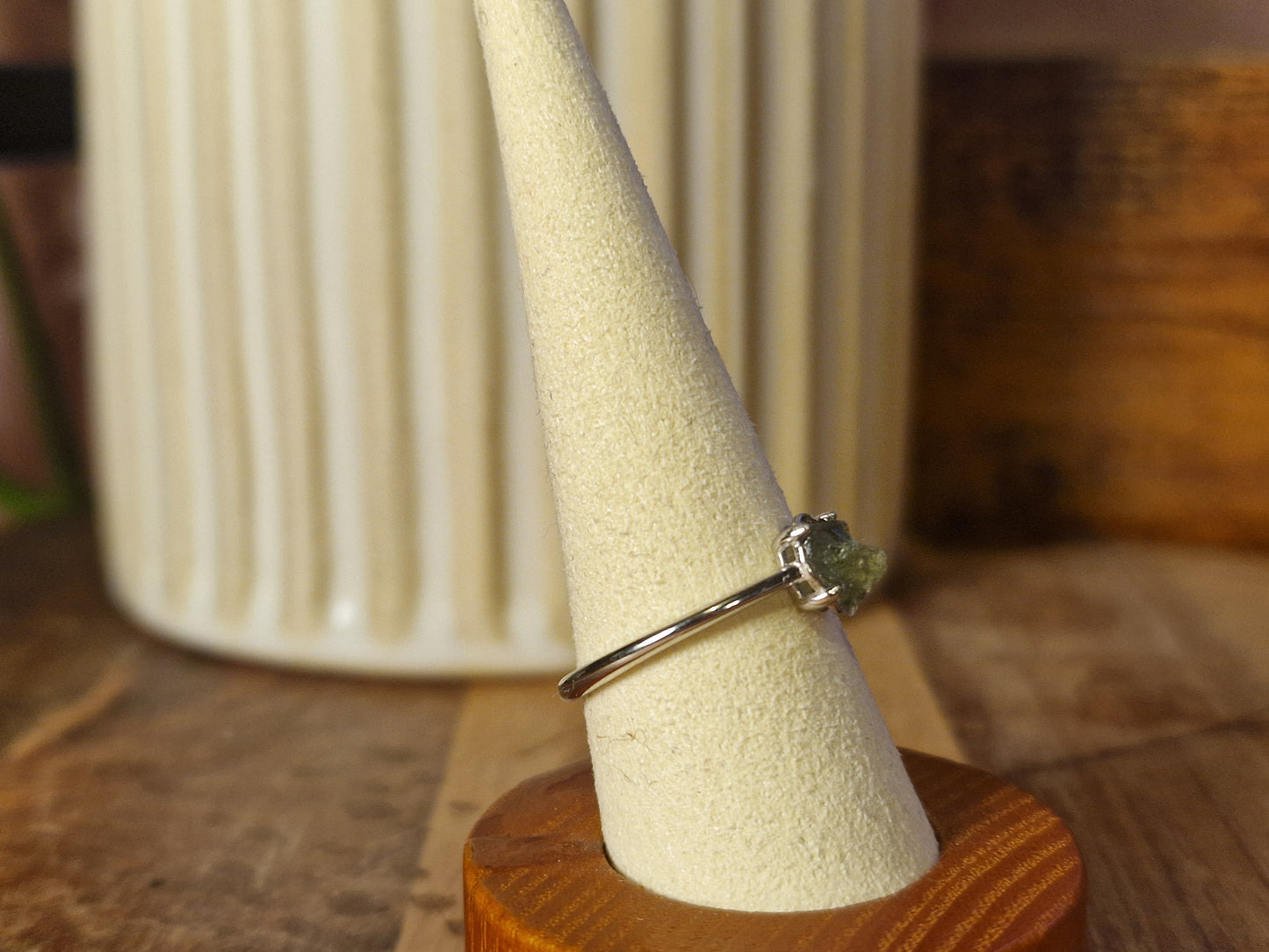 Moldavite 925s Adjustable Ring