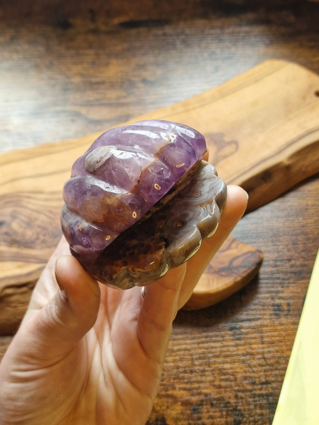 Amethyst & Crazy Lace Agate Shell Carving