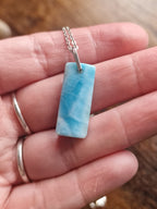Larimar, 925 Silver Pendants with Chain