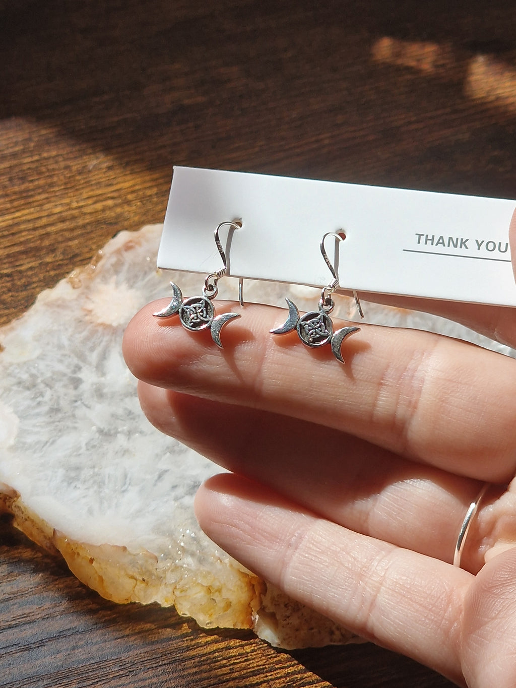 925 Silver Triple Moon Knot Earrings