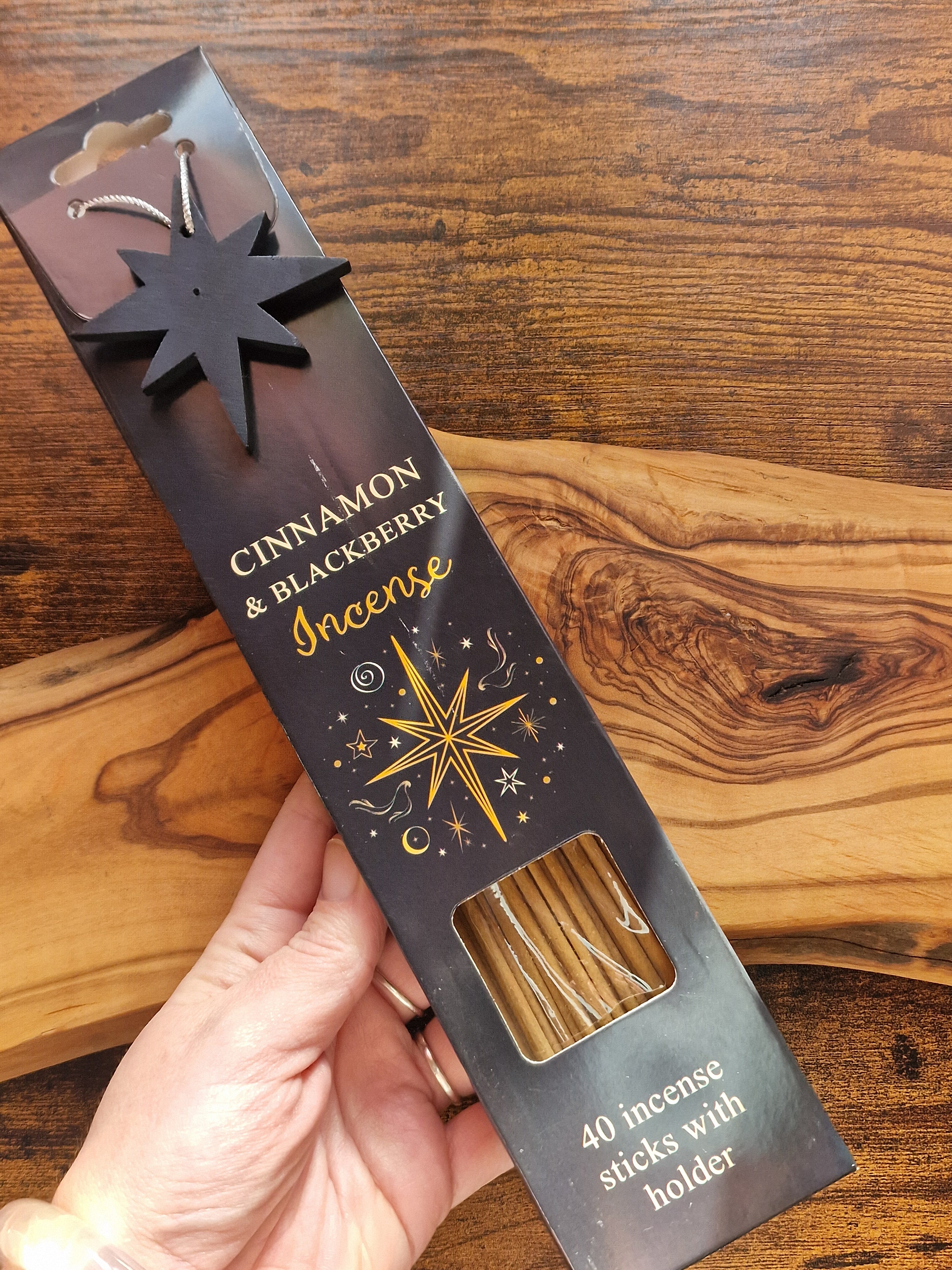 Starry Night Incense Gift Set ~ 40 Sticks & Wooden Star Holder
