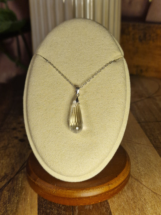 Clear Quartz faceted teardrop 925silver pendant