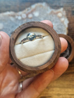 Blue Topaz Faceted Patterned Band Ring - Size P