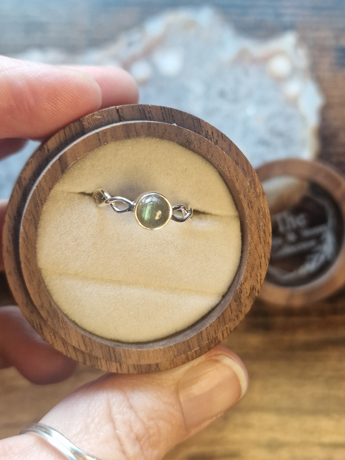 Labradorite Round Woven Band Ring
