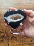 Black Agate Druzy Heart with Display Stand