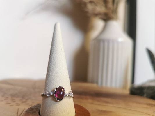 Garnet Glow Ring — 925 Adjustable Silver