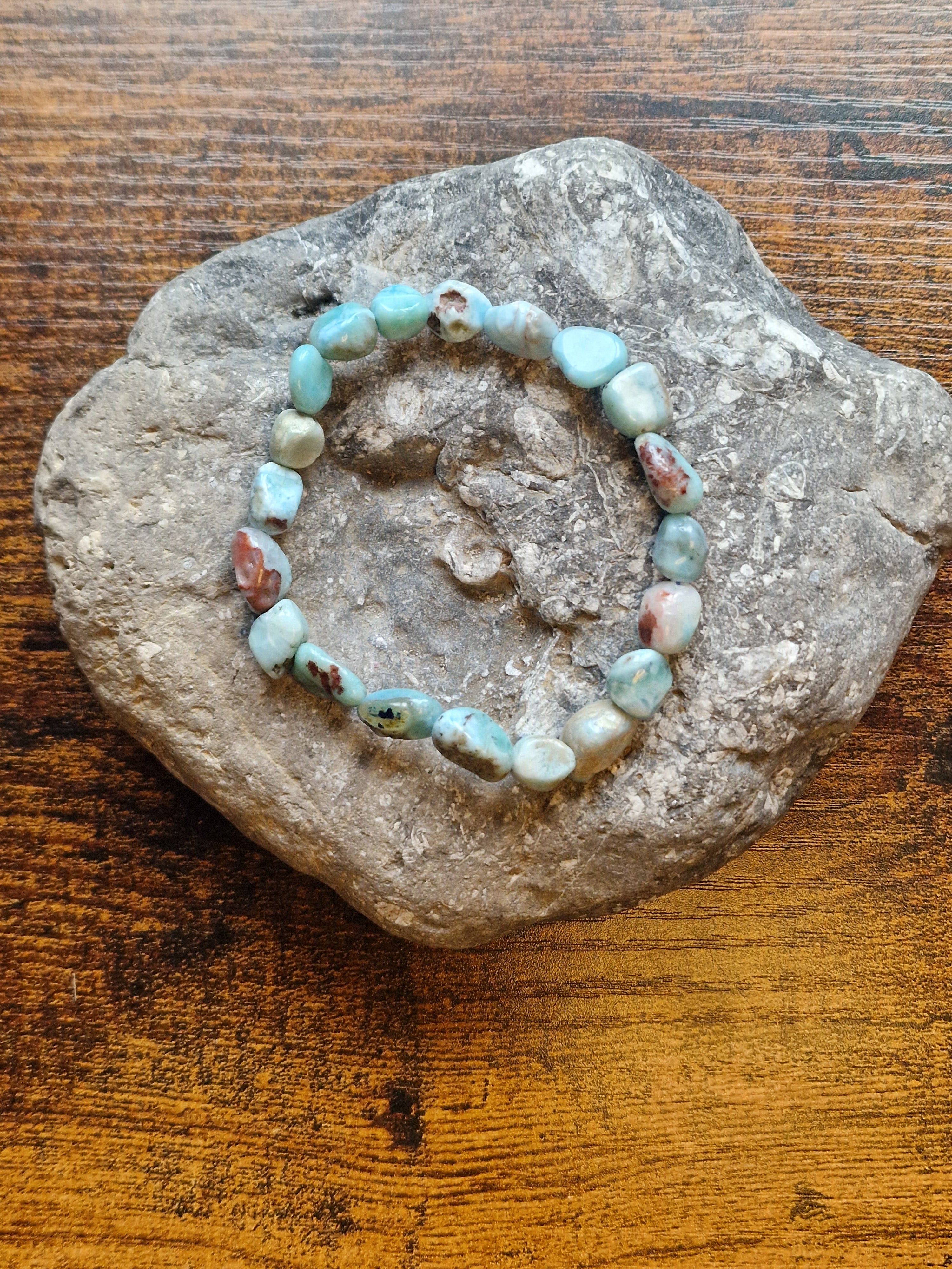 Larimar Nugget Bracelet ~ 8 to 10mm
