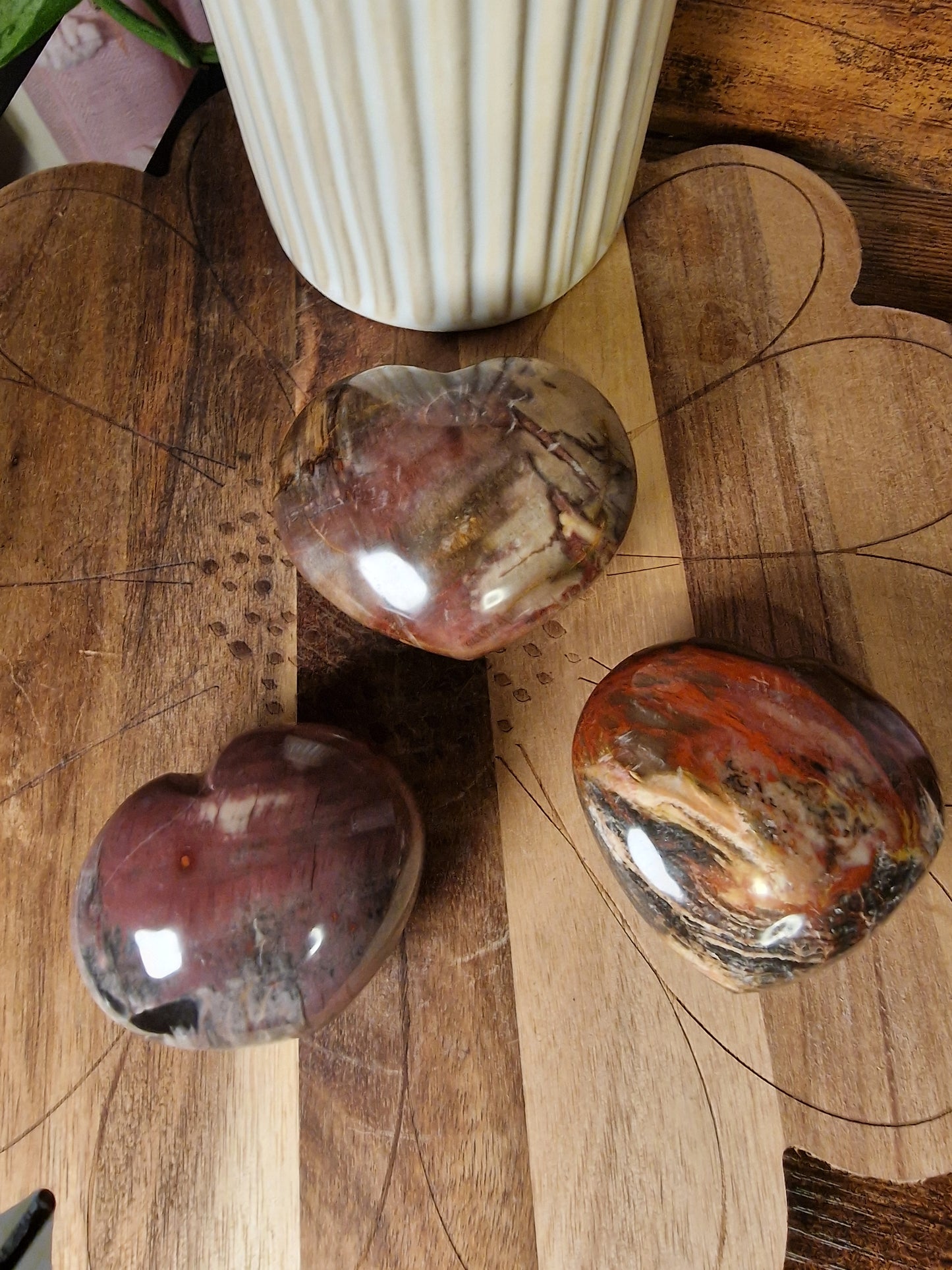 Petrified Wood Hearts