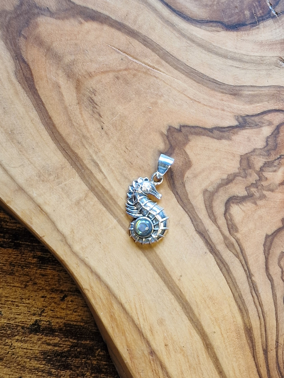 925 Silver Abalone Seahorse Pendant