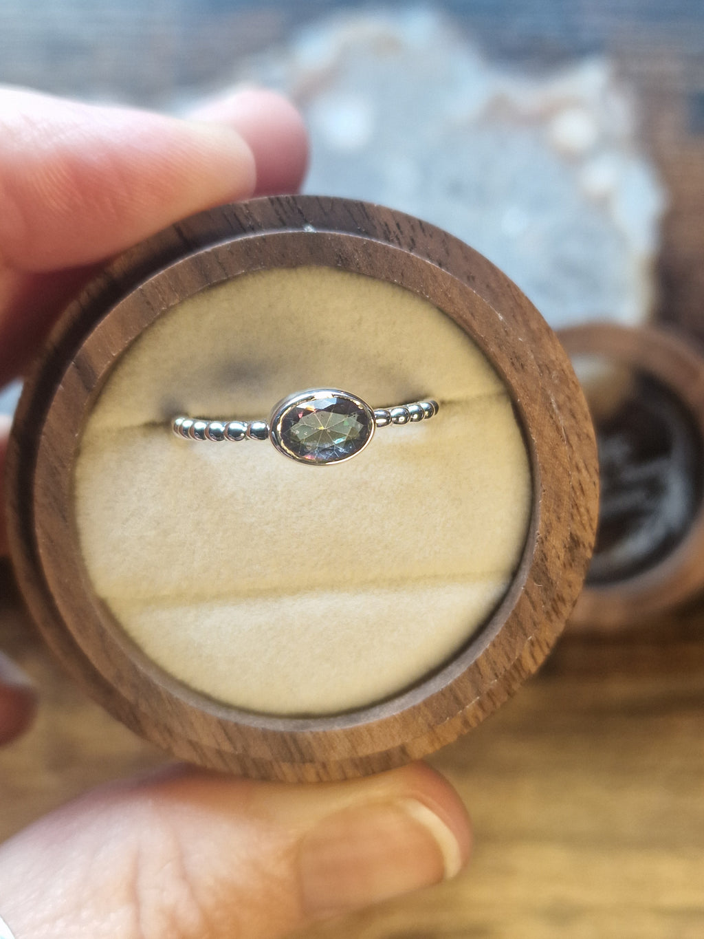 Mystic Topaz Oval Ball Detail Ring