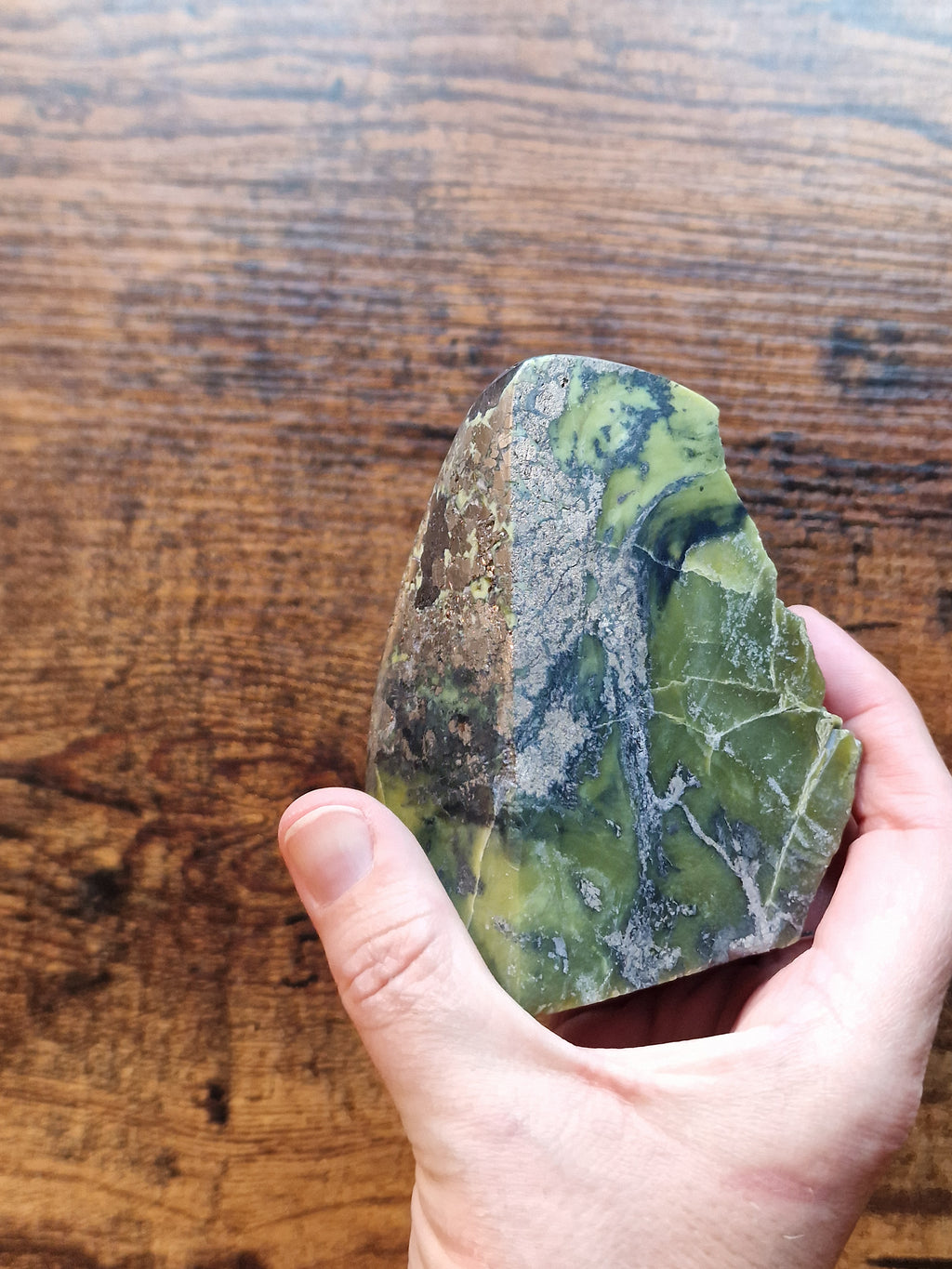 Serpentine with Pyrite Semi-Polished Freeform• 544g