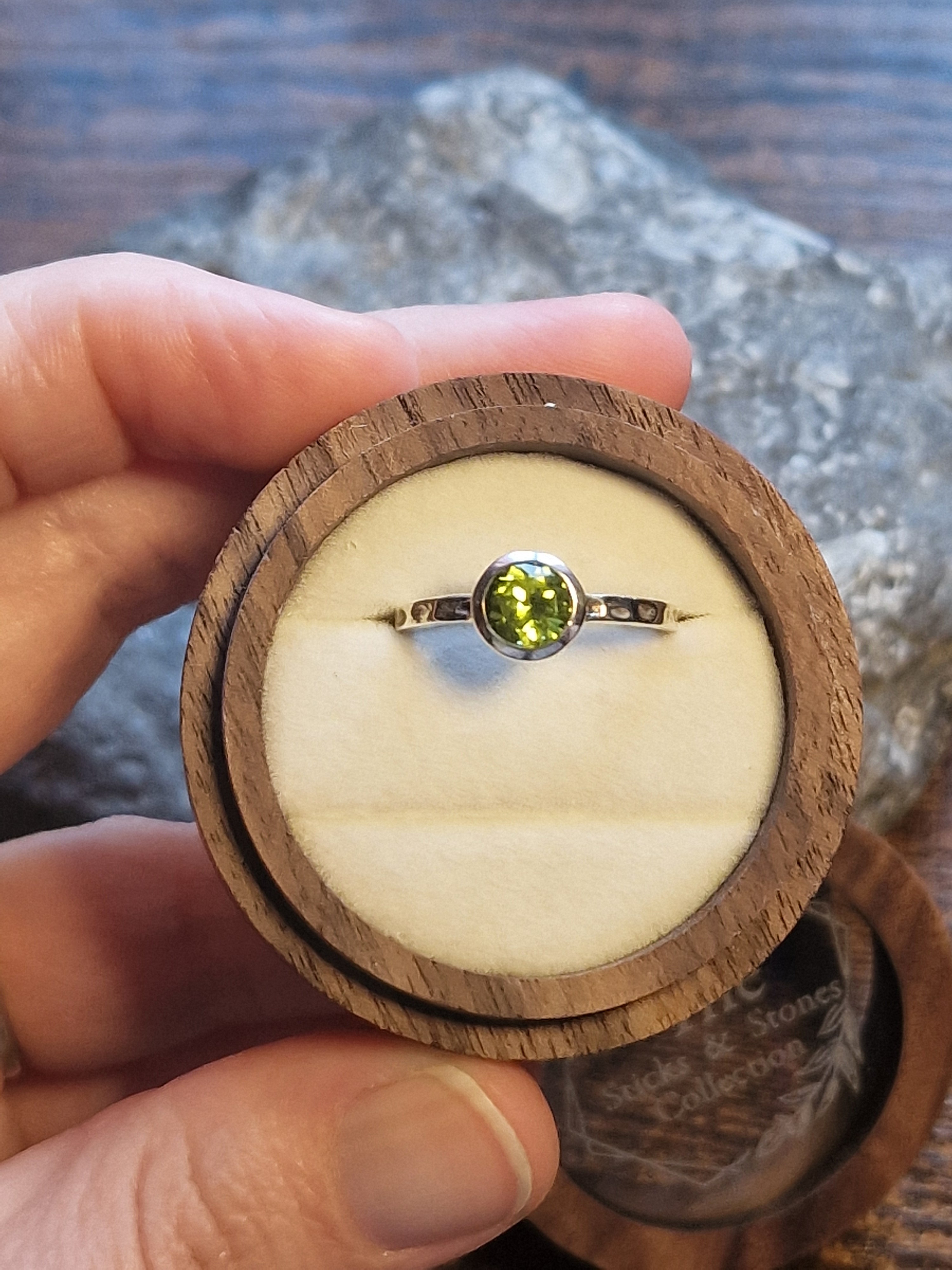 Lexi Round Peridot Facet Ring Size P
