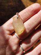 Raw Libyan Desert Glass Sterling Silver Necklace