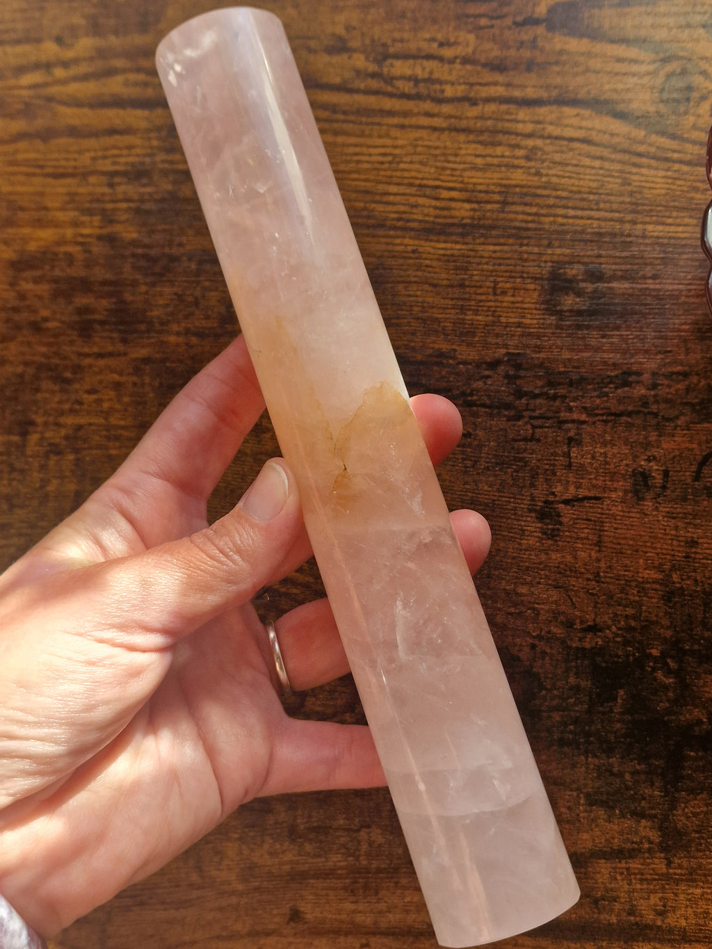 Rose Quartz with Golden Healer Inclusions Bracelet Stand