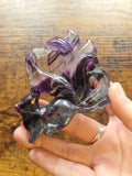 Fluorite Nine-Tailed Fox Crystal Carving
