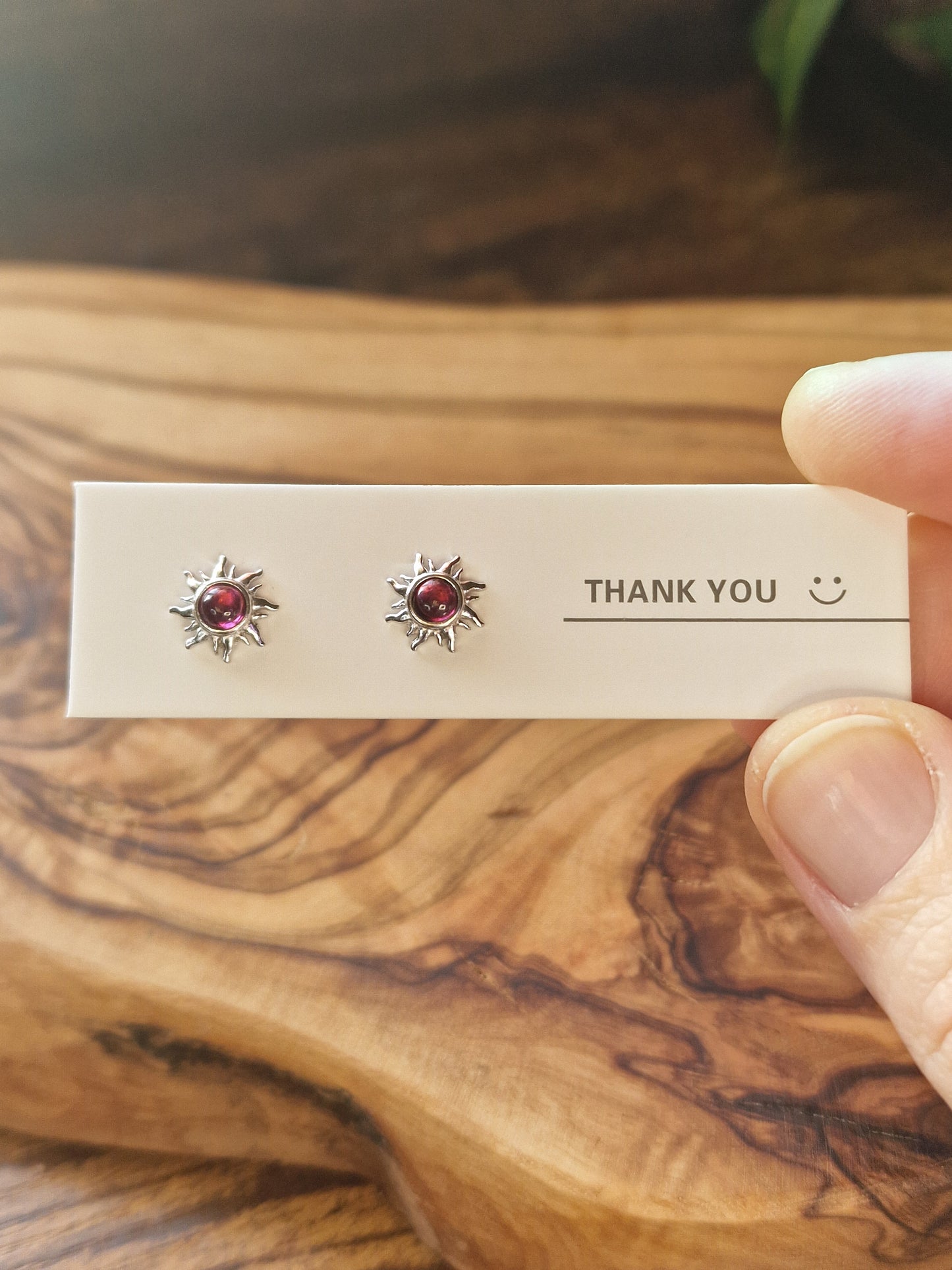 Amethyst Sun Stud Earrings ~ 925 Silver