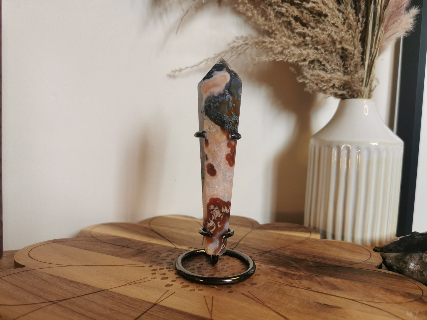 Red/green Moss Agate Wand