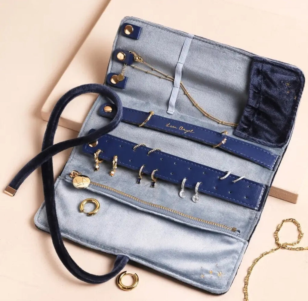 Embroidered Velvet Jewellery Roll